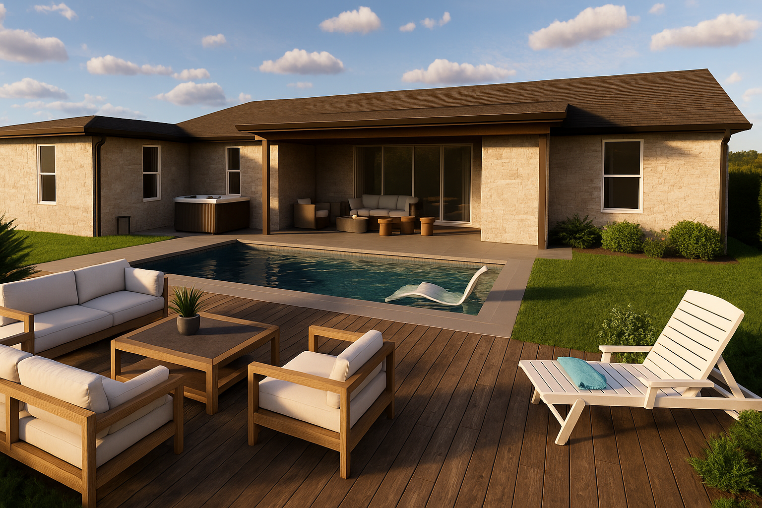 Cocktail Pool Daytime Rendered Design